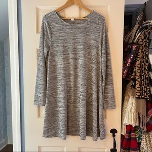Old Navy Gray Knit Swing Dress Long Sleeve XL